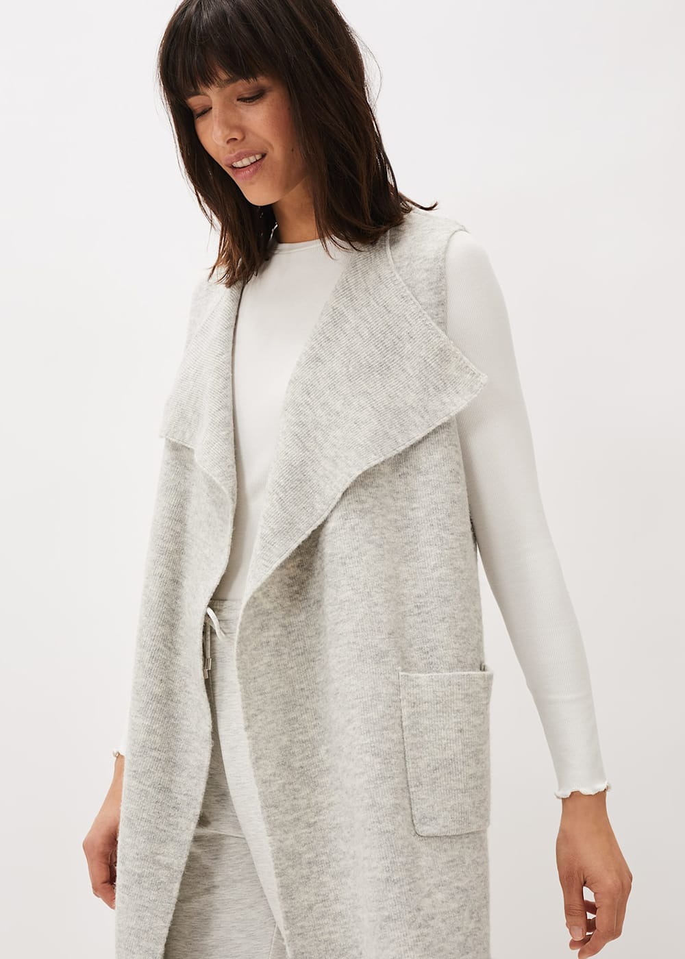 Ladies longline sleeveless cardigan online