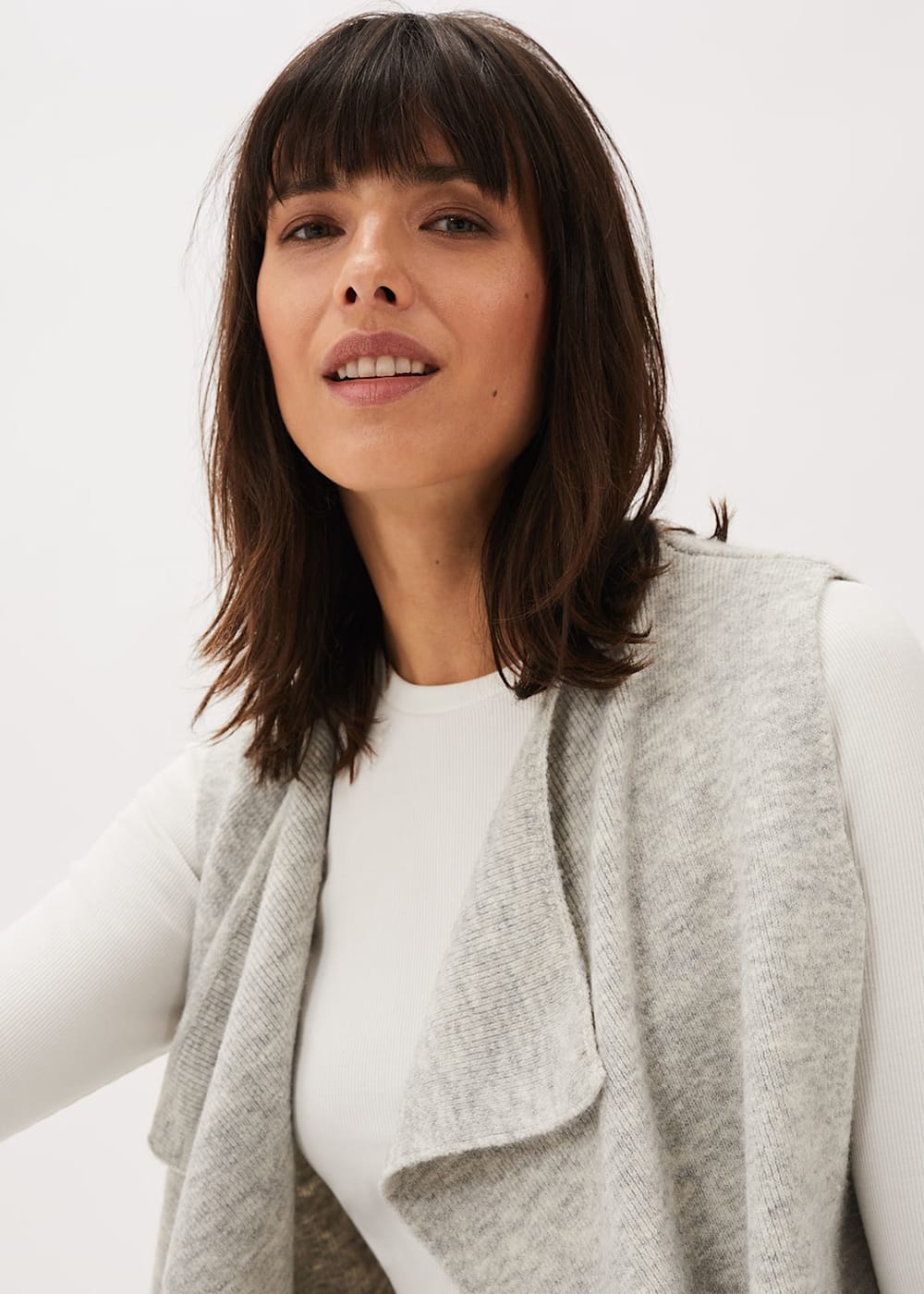Sleeveless waterfall cardigan clearance