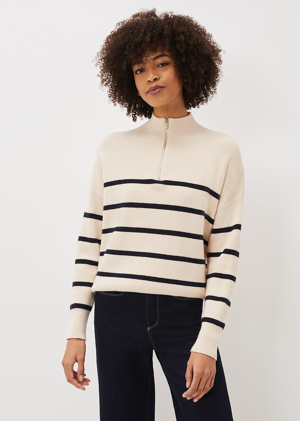 Rosan Zip Funnel Neck Stripe Jumper Phase Eight AU