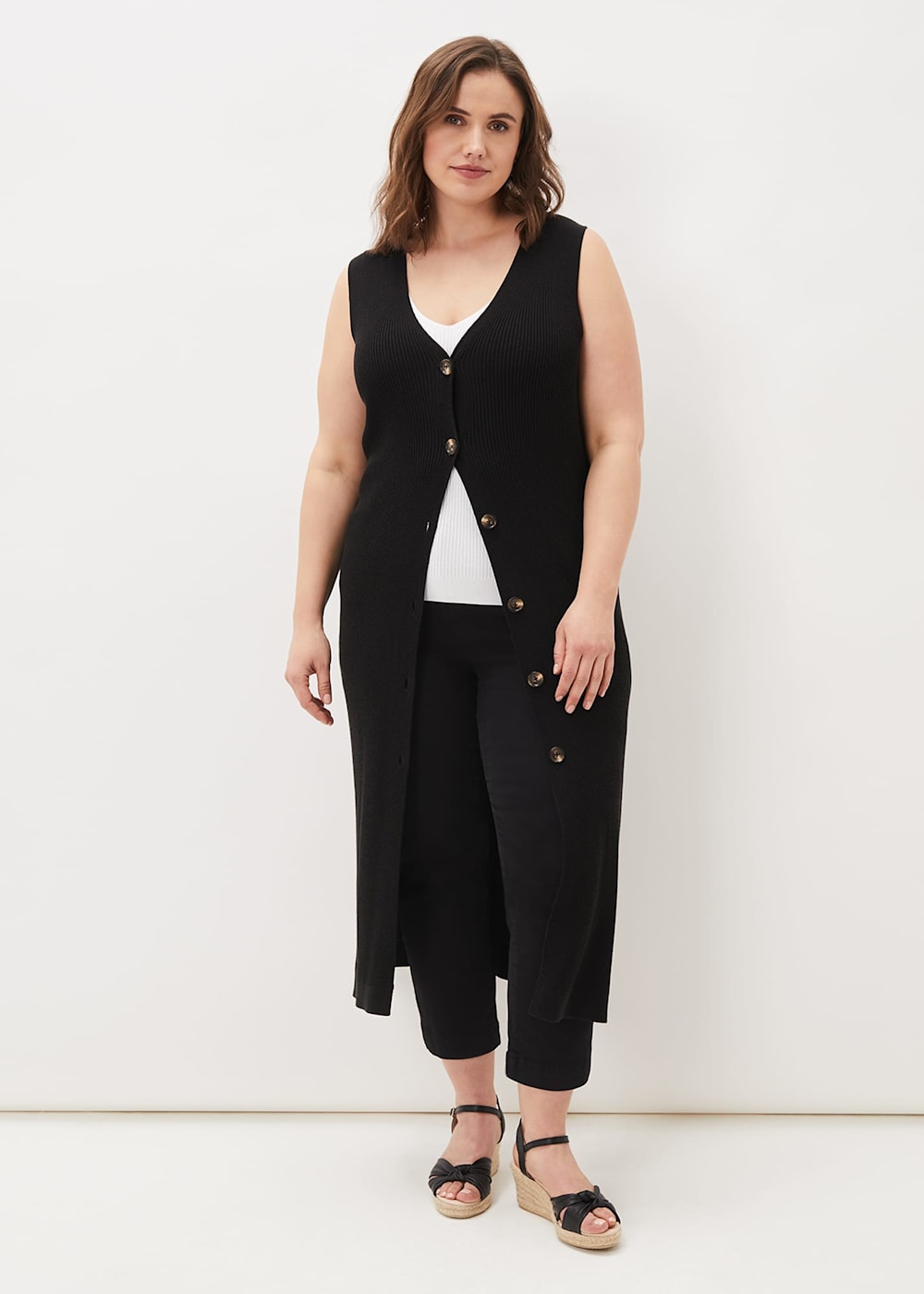 Maxi sleeveless cardigan discount