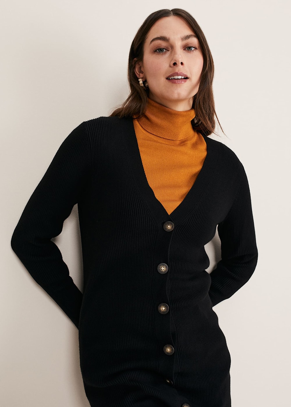 Ribbed longline cardigan discount