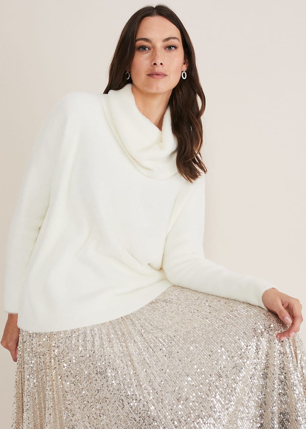 Fluffy roll neck jumper shop