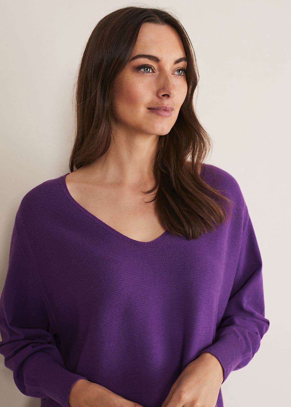 Kirste Textured Fine Knit V Neck Jumper Phase Eight UK