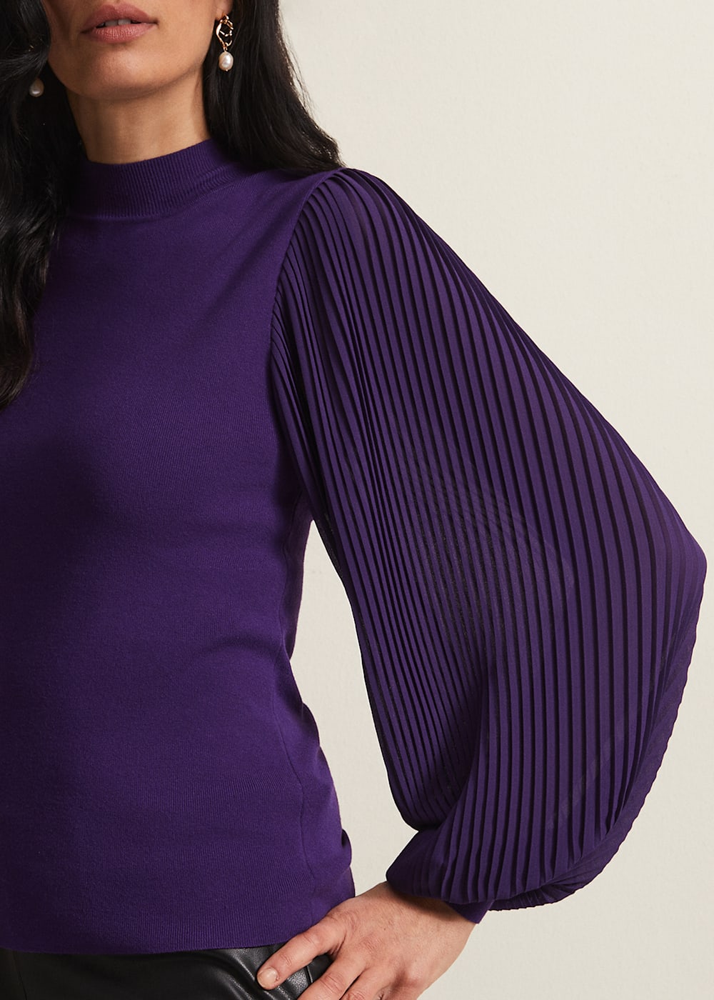 Emryl Purple Pleated Sleeve Jumper Phase Eight UK