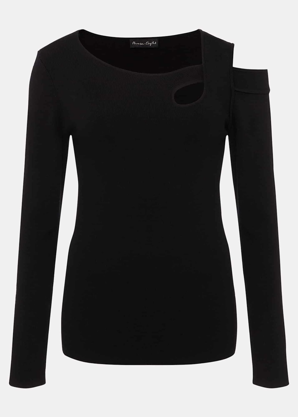 Black Long Sleeve Knit Top with Cut Out Front & Shoulder | Phase Eight |  Phase Eight UK |