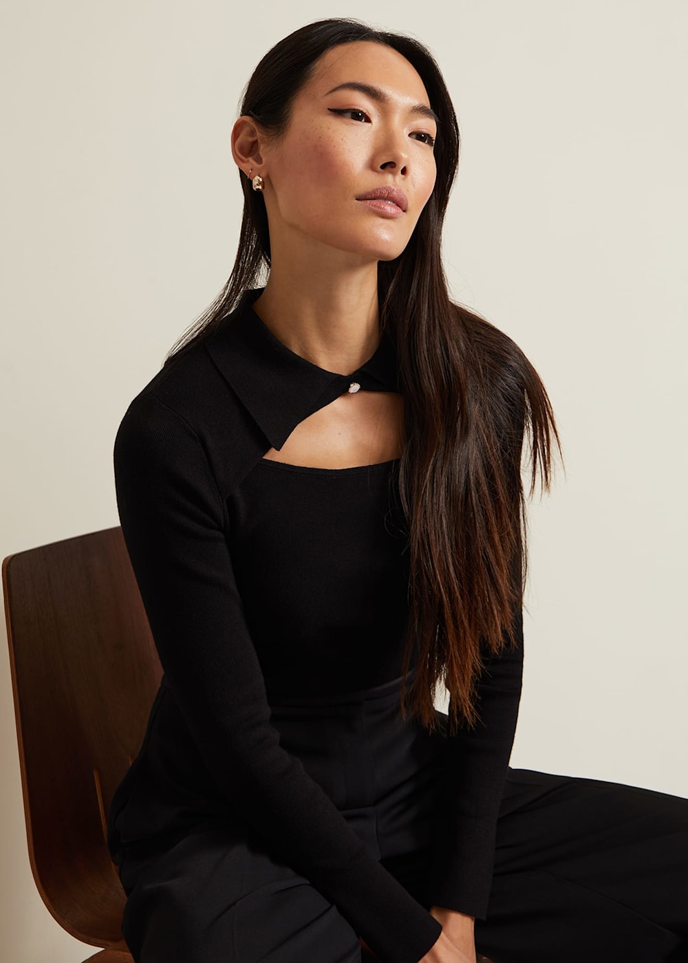 Phase Eight Becki Cut Out Collar Jumper Black Size Xs