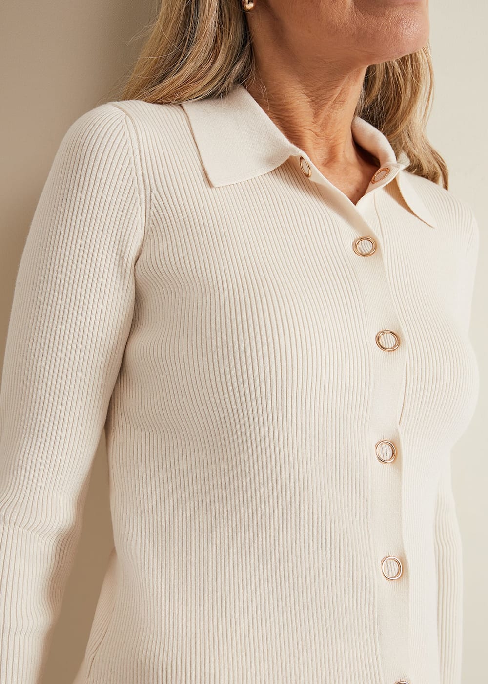 Irina Ribbed Button Detail Knit Top | Phase Eight UK |