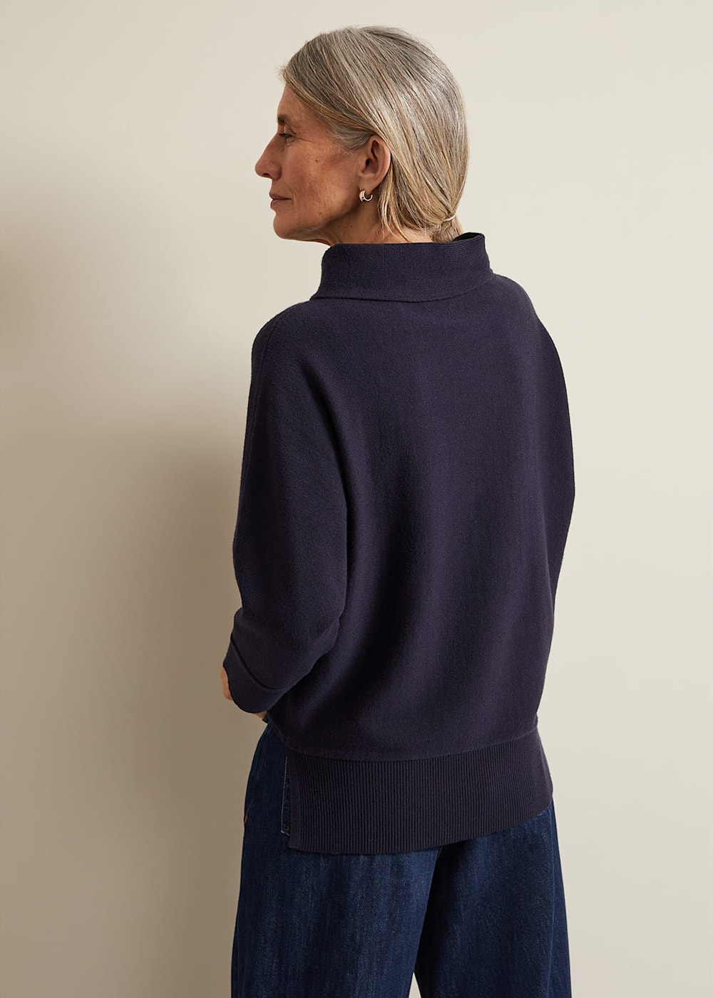 Phase Eight Salima Funnel Neck Jumper Navy Size Xs