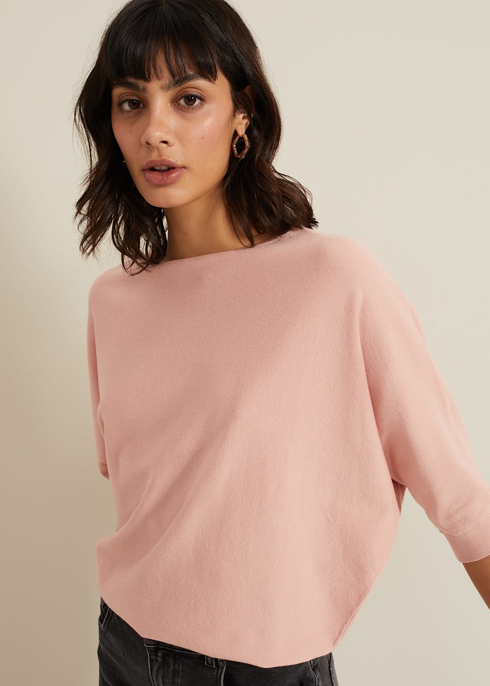 Women s Light Pink Batwing Knitted Jumper Phase Eight UK