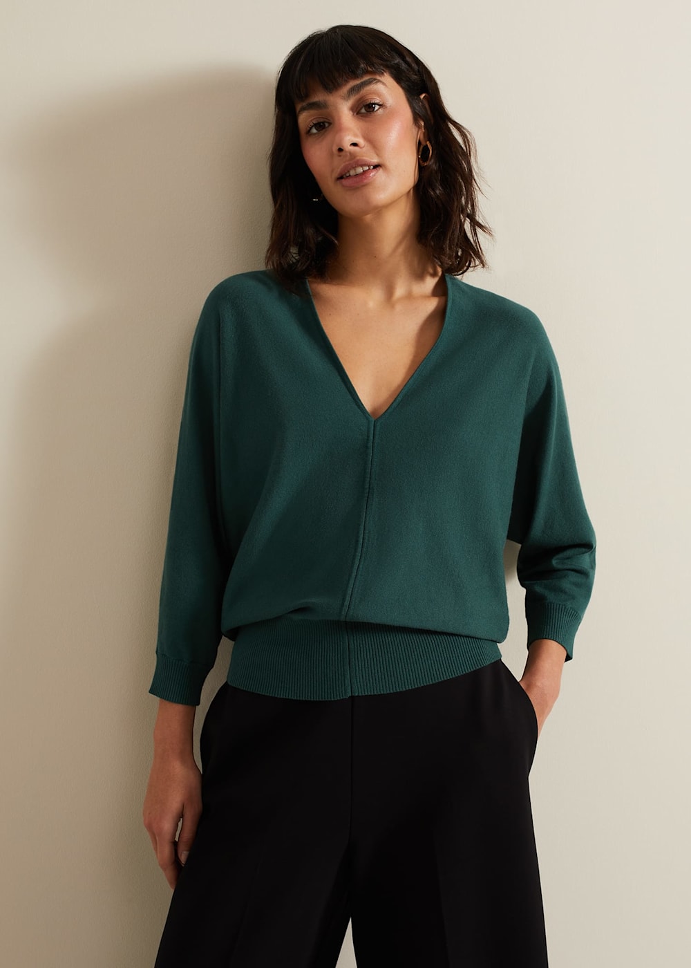V neck batwing jumper top