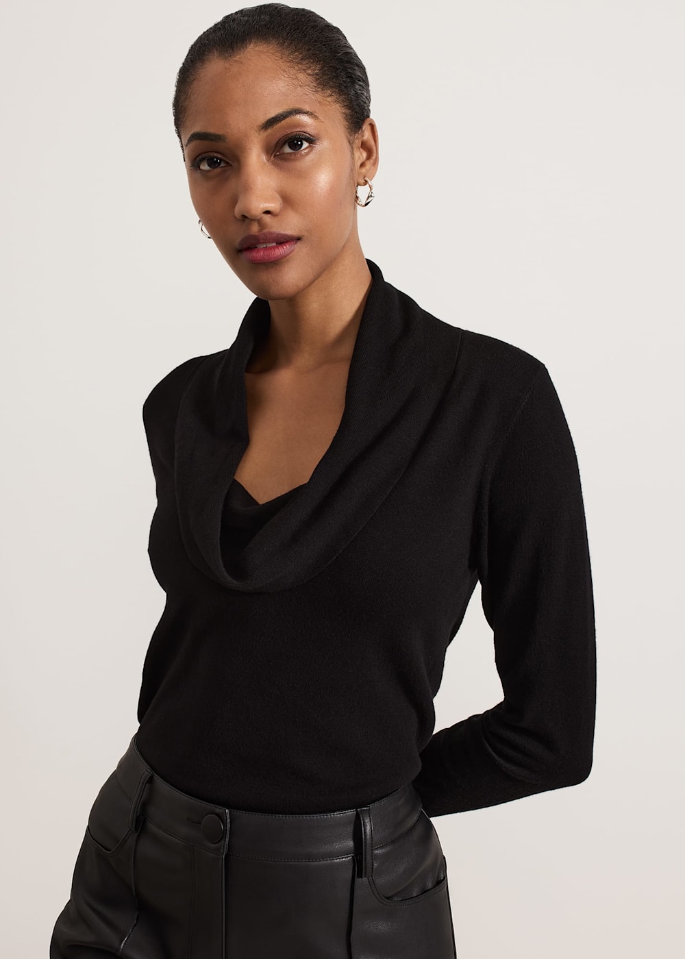 Lottie Black Cowl Neck Jumper Phase Eight UK