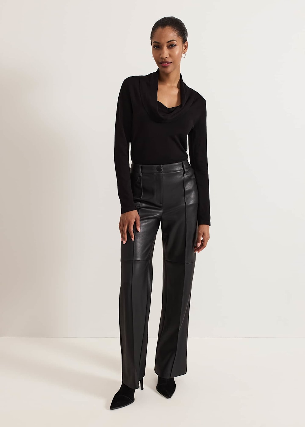 Ladies black cowl neck jumper top