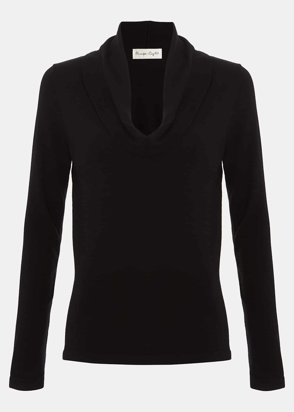 Long black cowl neck sweater sales