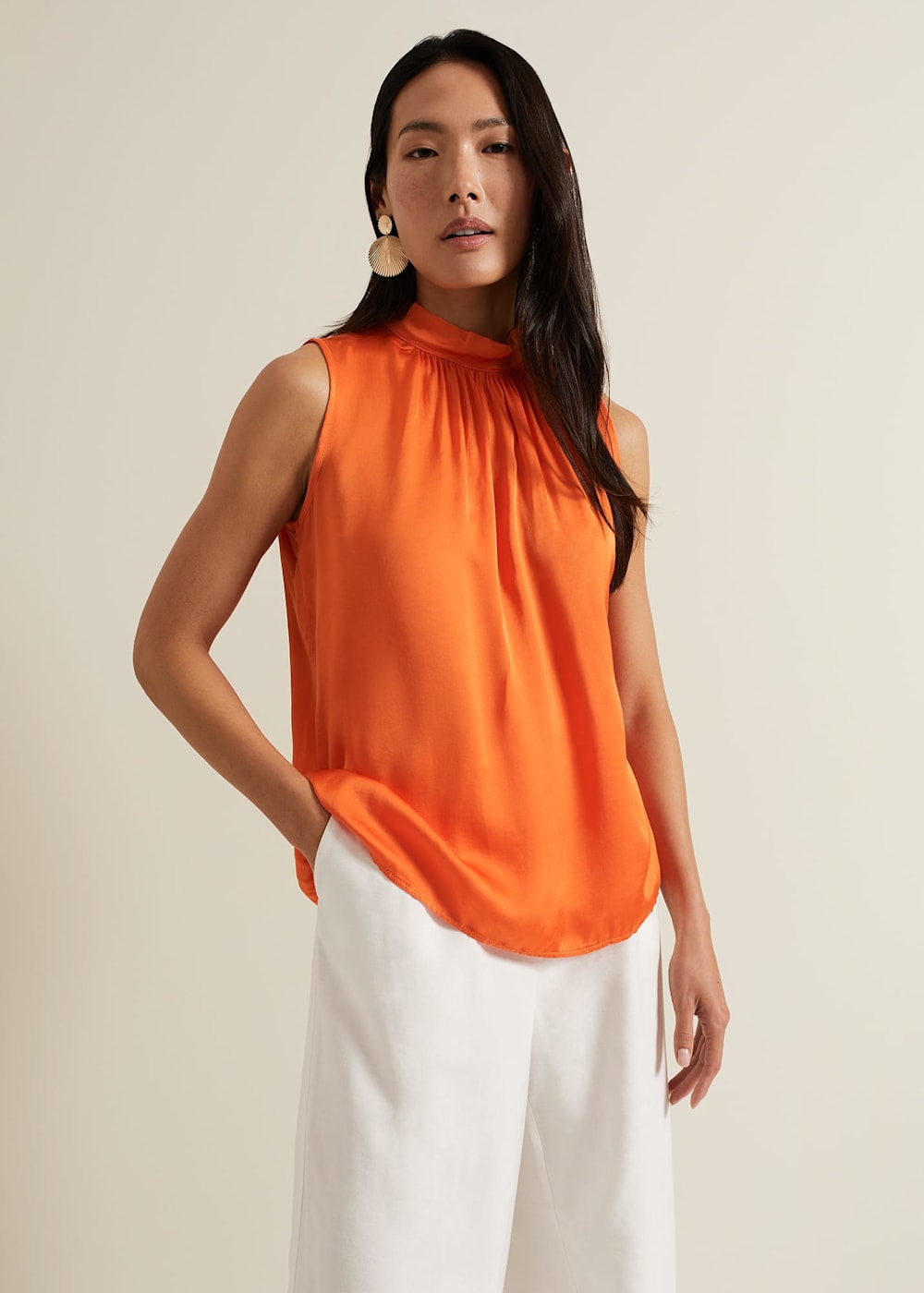 Orange high neck top online
