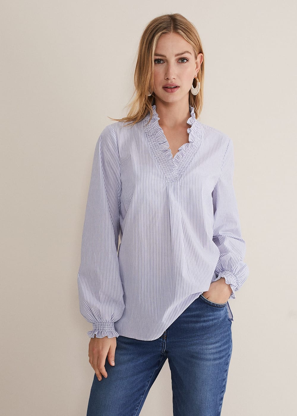 Striped ruffle sleeve top 2025