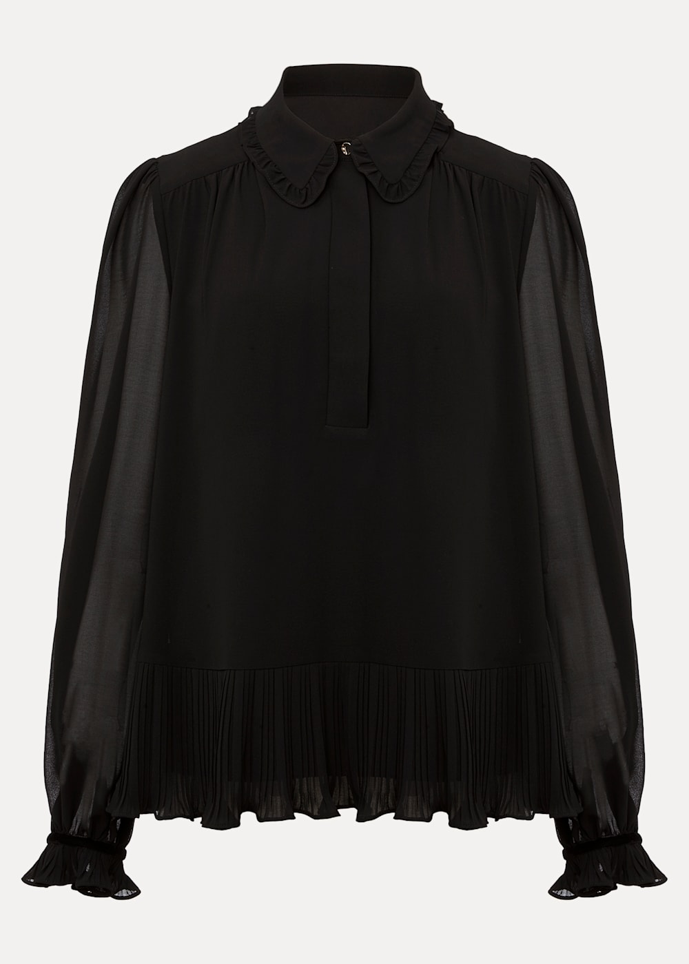 Black ruffle blouse uk clearance