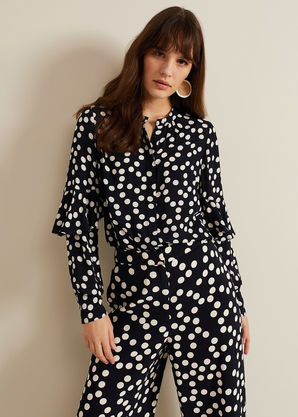 Peyton Polka Dot Frill Blouse | Phase Eight UK |