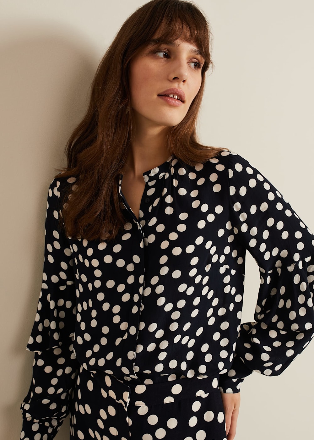 Polka dot frill top new arrivals