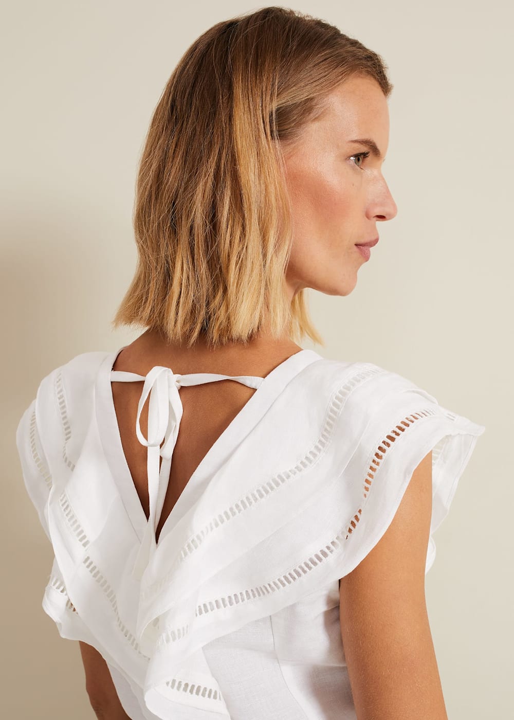 Rosey Linen Ruffle Top Phase Eight UK