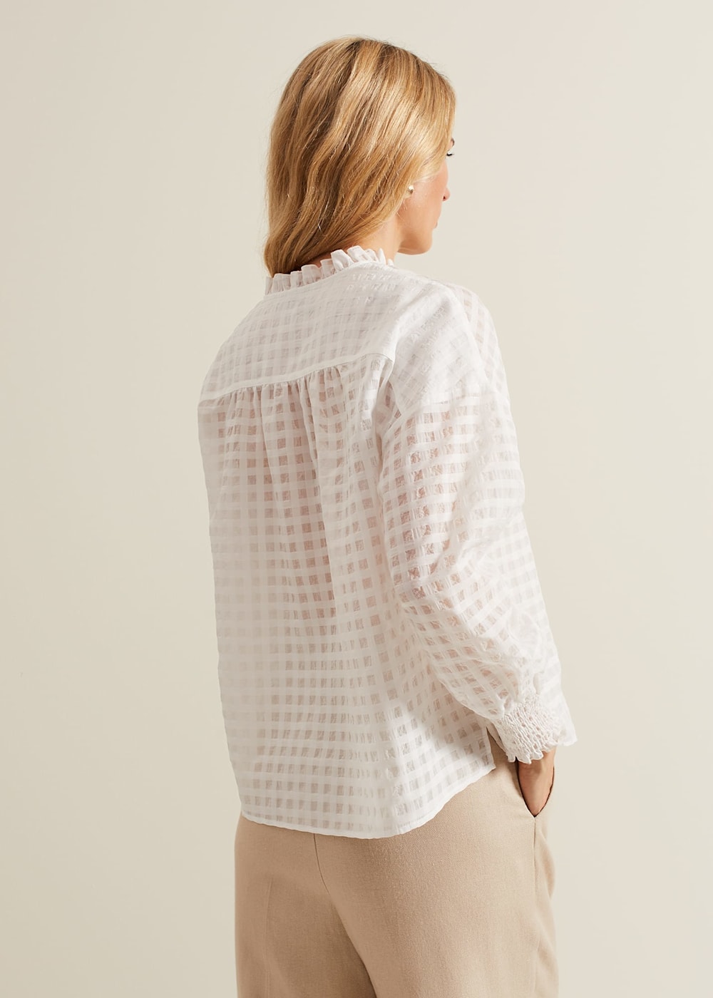 Tara Textured Frill Blouse | Phase Eight UK |