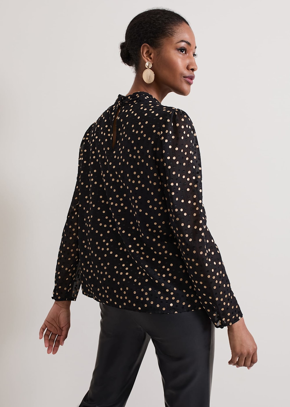 Tan polka dot top sales