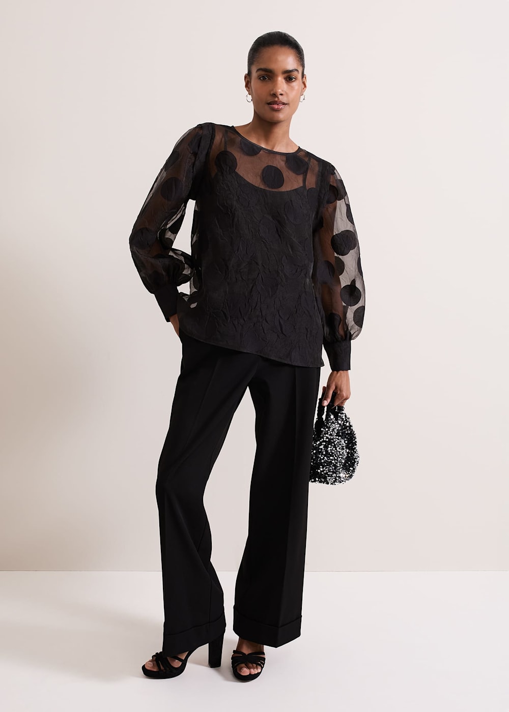 Siera Spot Jacquard Blouse | Phase Eight UK |