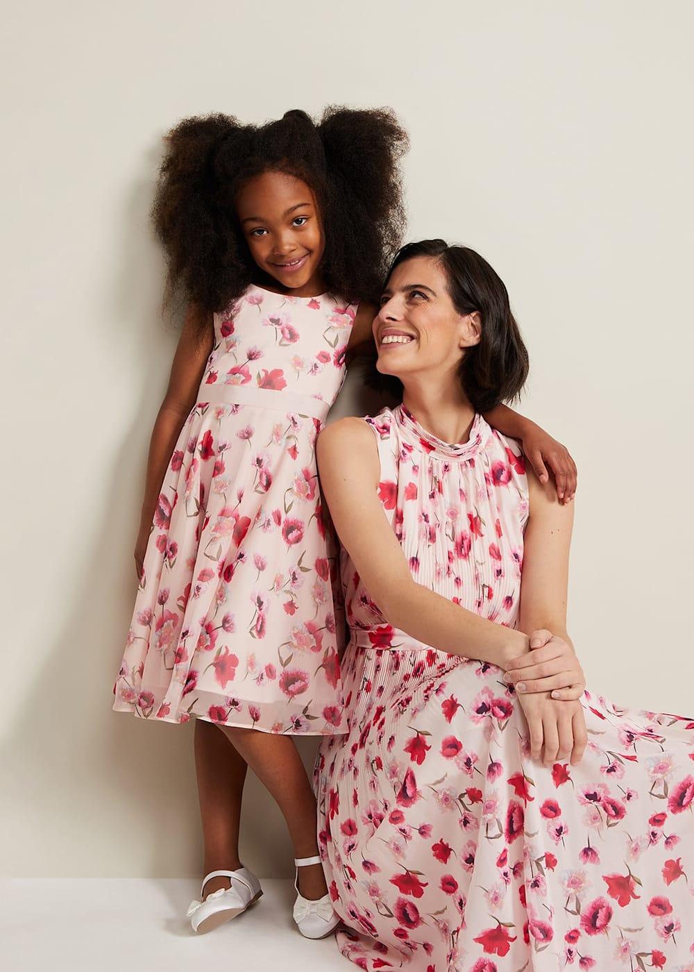 Pink floral fit and flare dress shop