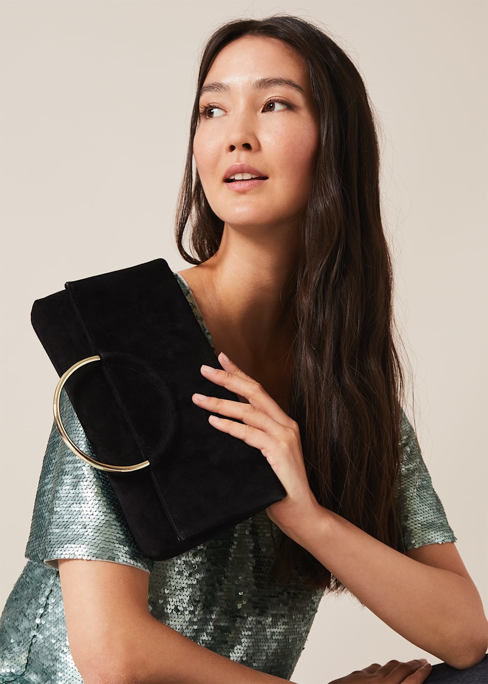 Ring handle clutch bag hot sale