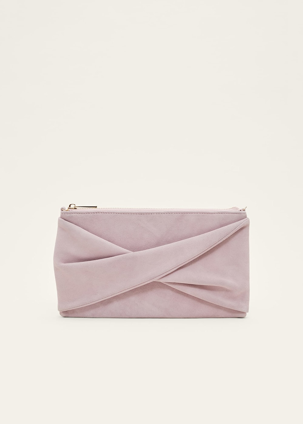 Latte Suede Clutch Bag