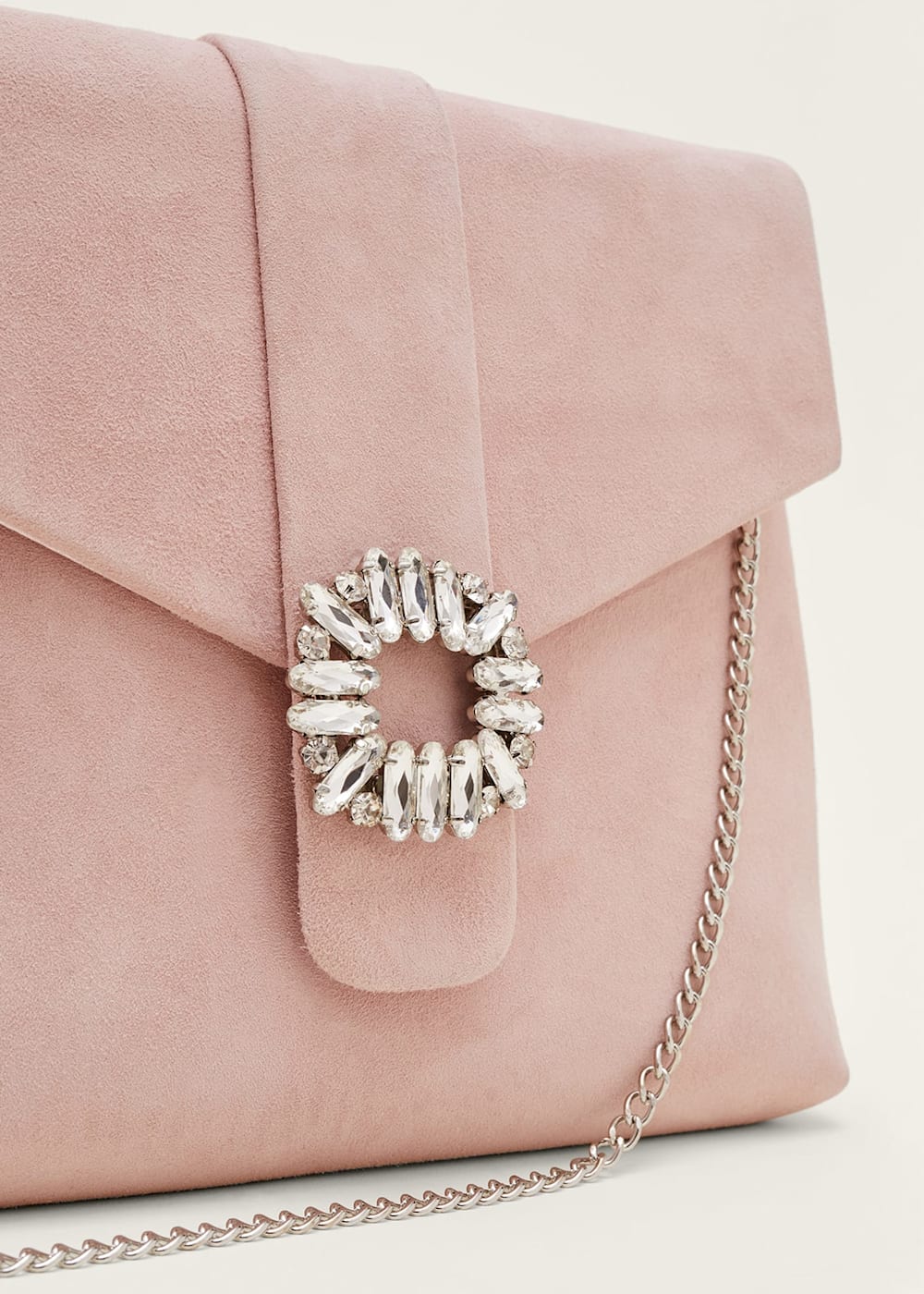 Rose pink suede clutch bag sales