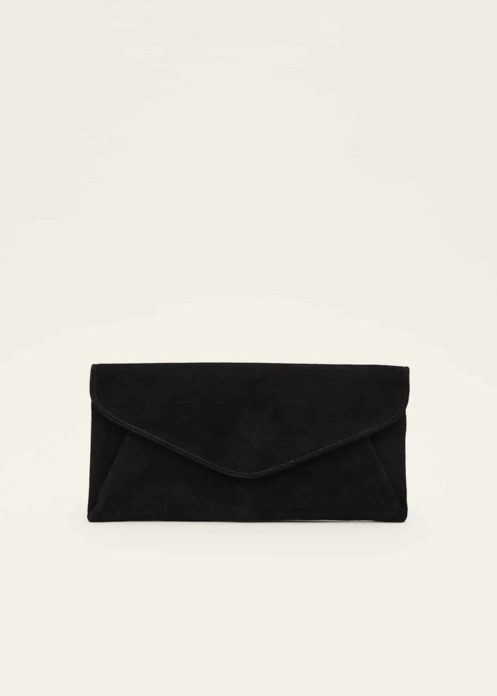 Black suede envelope clutch bag on sale