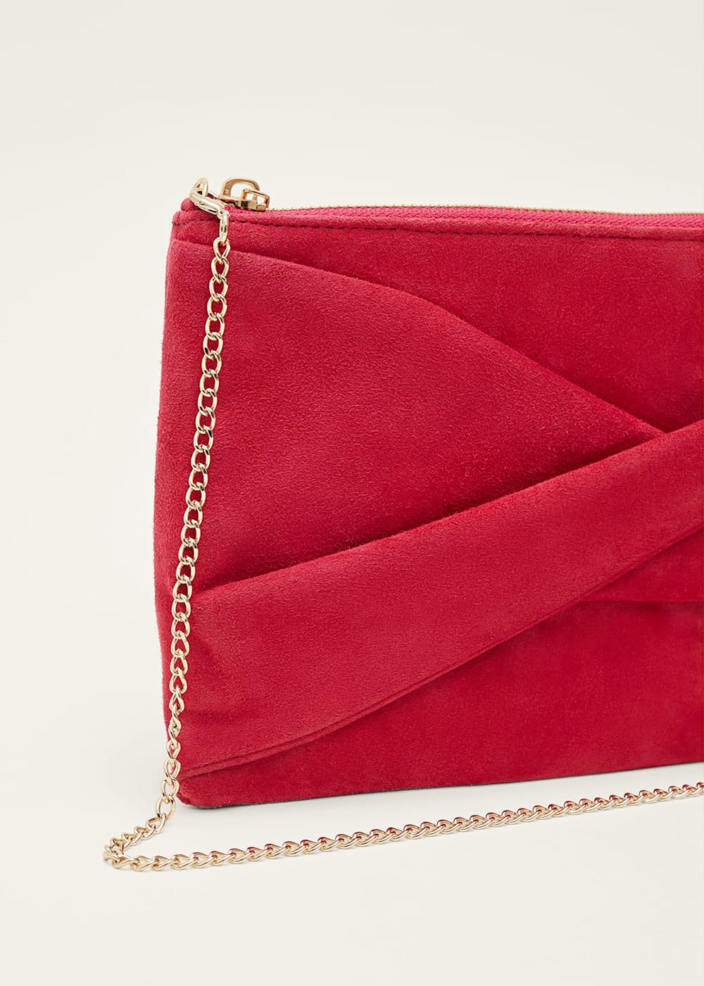 Red Suede Clutch Bag Phase Eight ROW