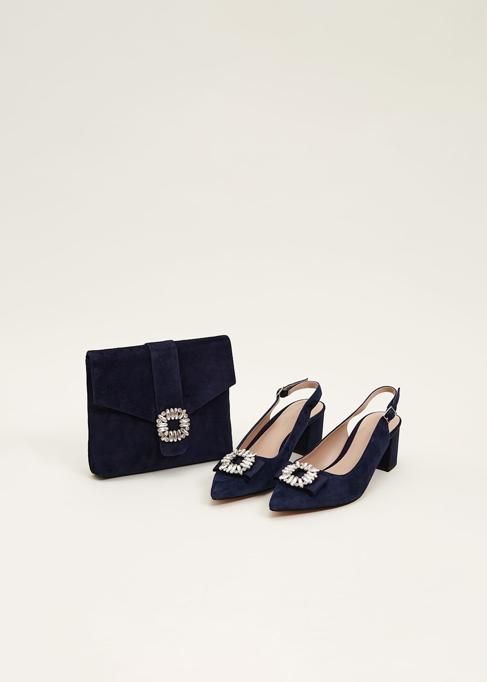 Embellished Suede Envelope Clutch Bag Phase Eight UK