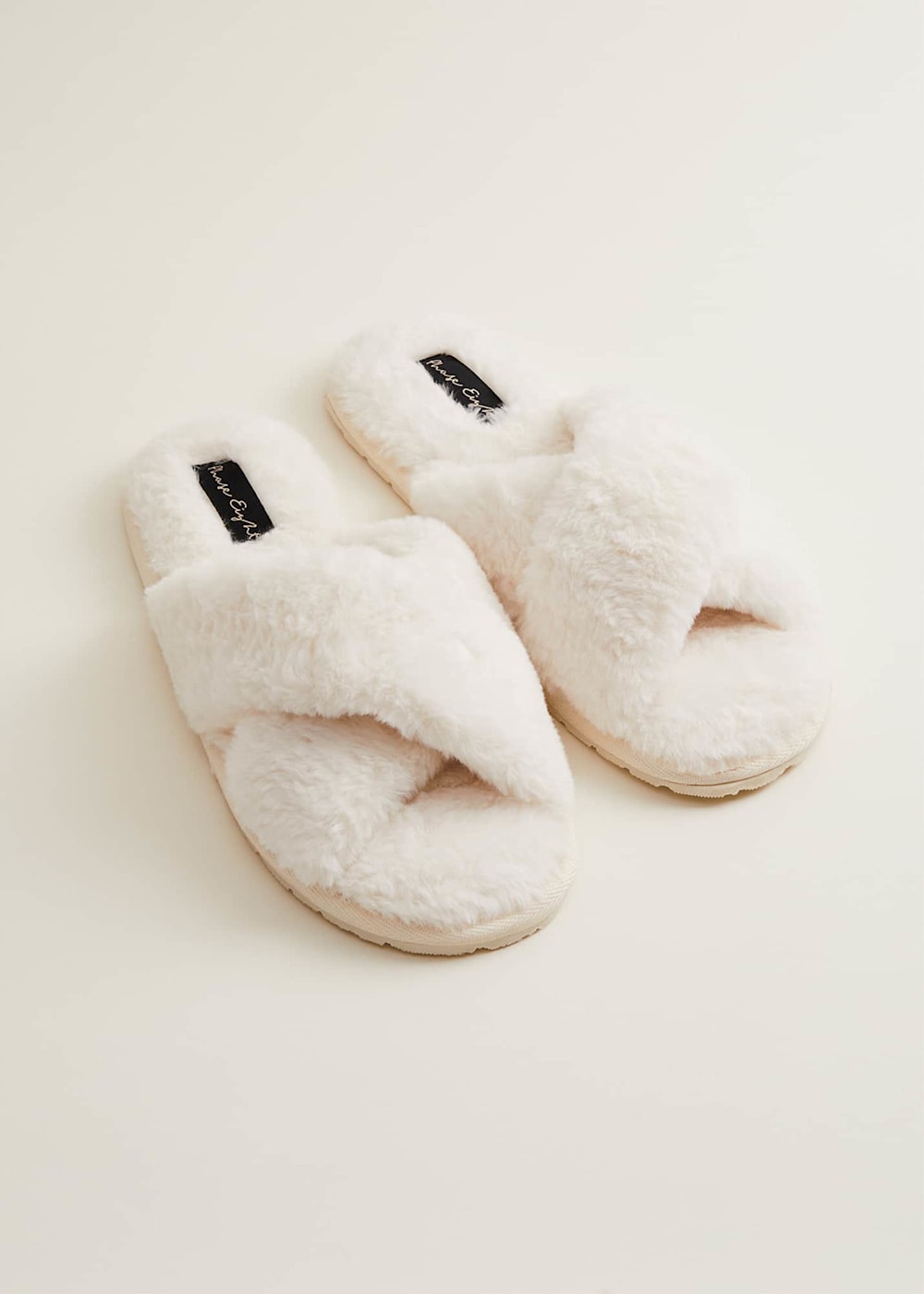 Ivory Faux Fur Slipper Sliders Phase Eight UK