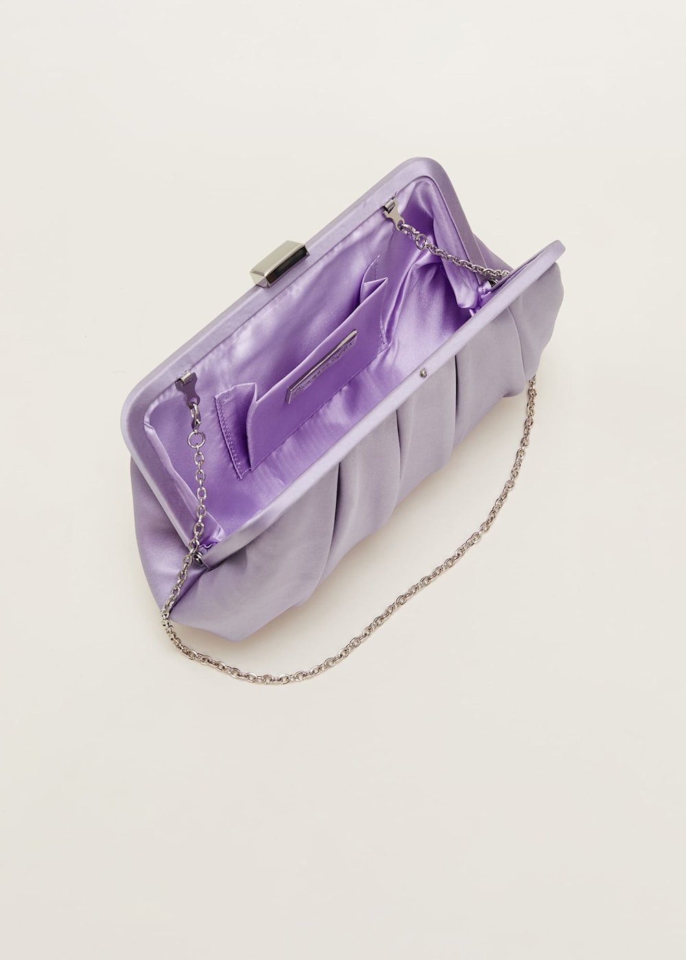 Purple Satin Pleated Clutch Bag Phase Eight ROW