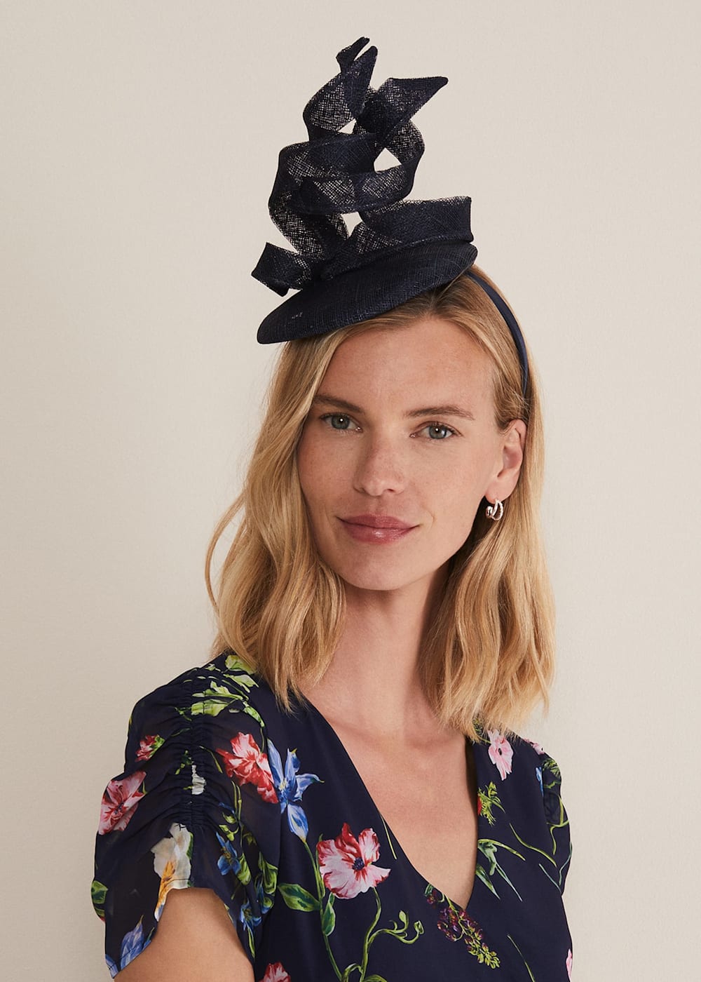 Navy Pillbox Fascinator with Twist Detail Phase Eight UK
