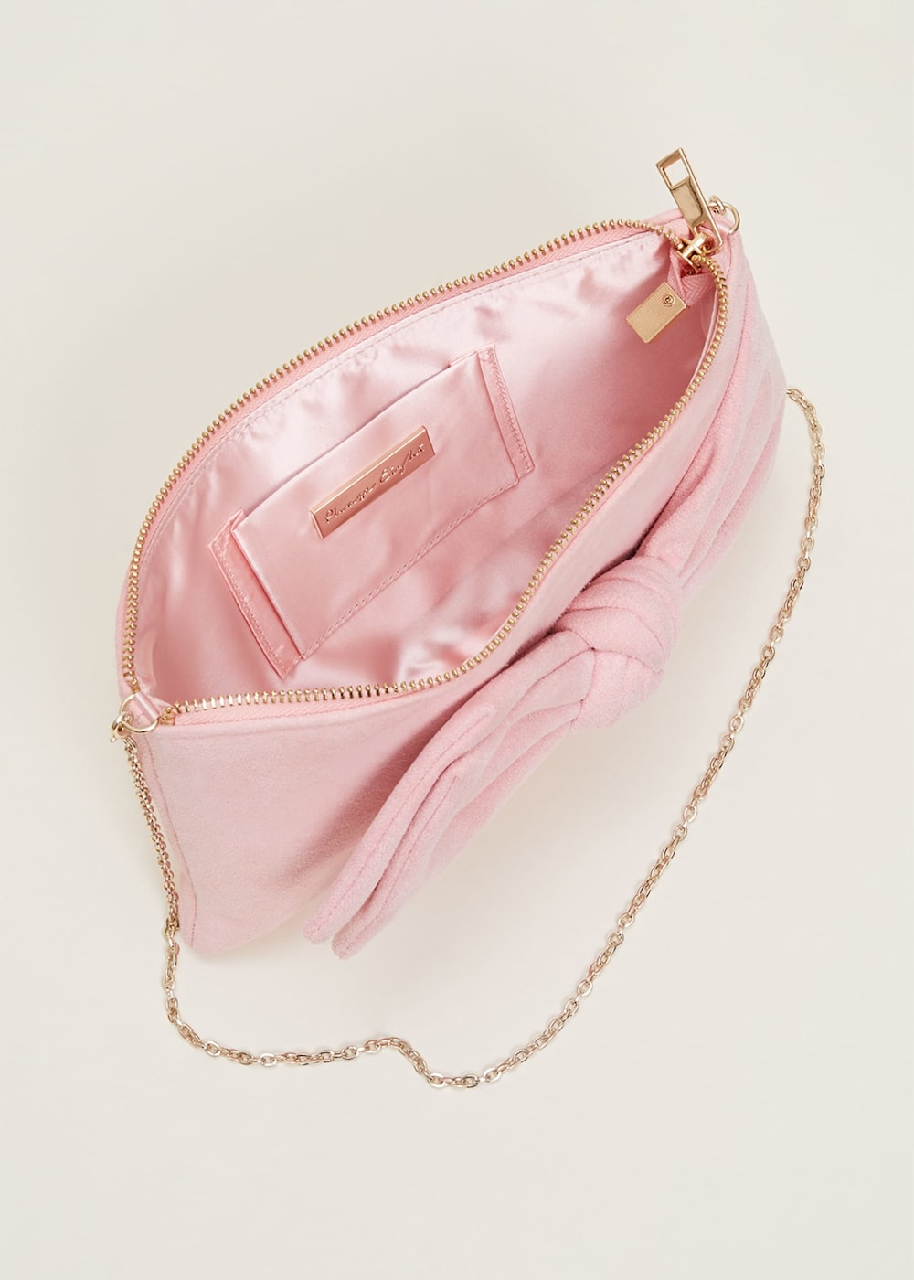 Pink Suede Bow Clutch Bag Phase Eight UK