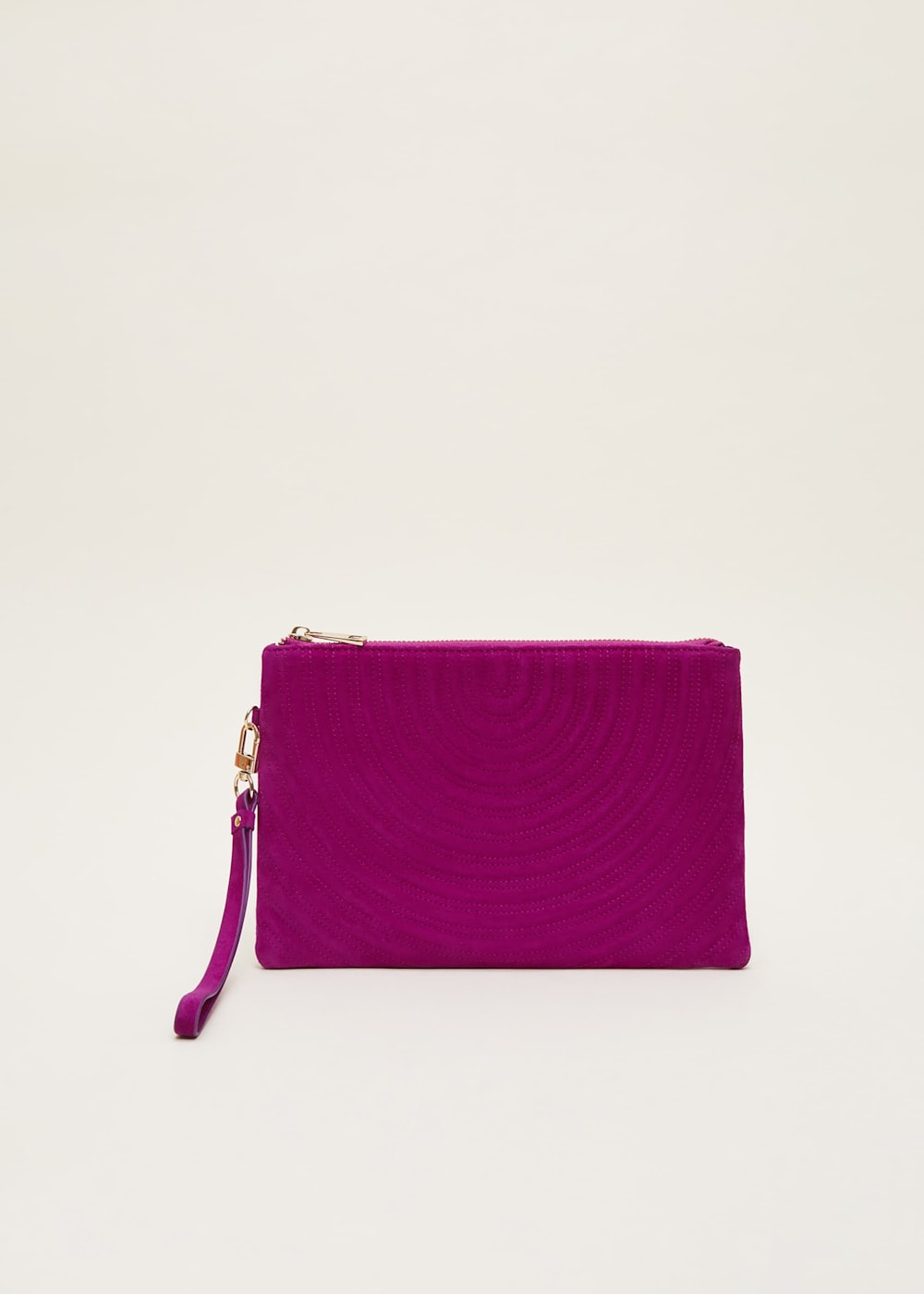 Baby pink suede clutch bag hotsell