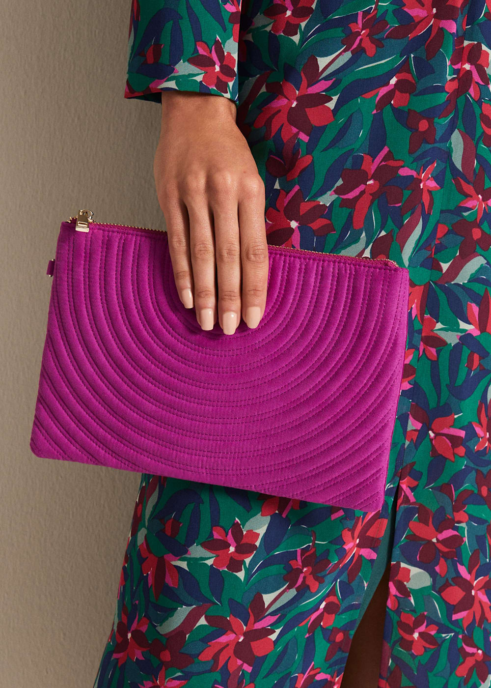 Pink suedette clutch bag clearance