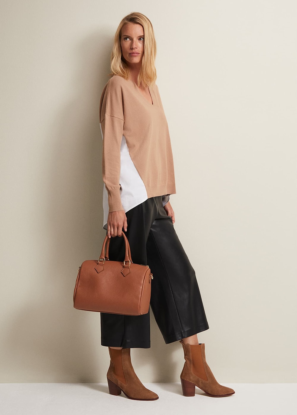 Brown Leather Bowling Bag | Phase Eight UK | Brown Leather Bowling Bag | Phase Eight UK |