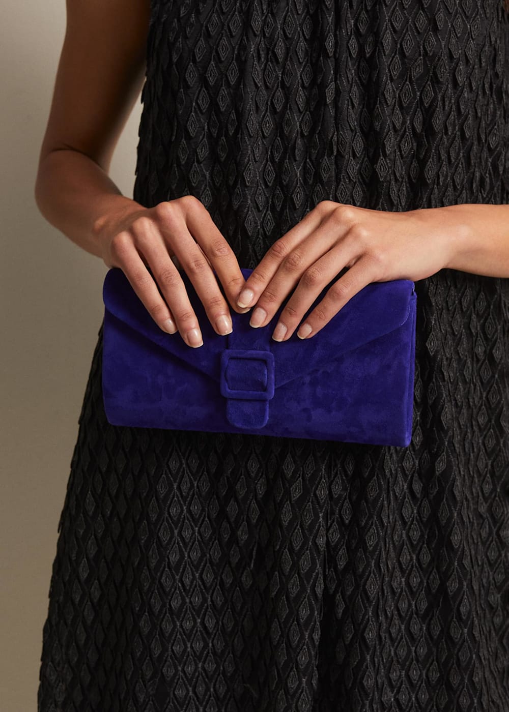 Blue suede clutch outlet