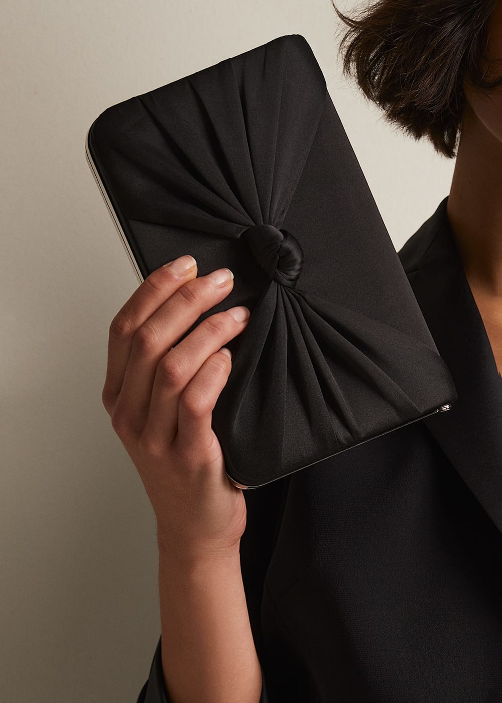 Black satin clutch bag cheap
