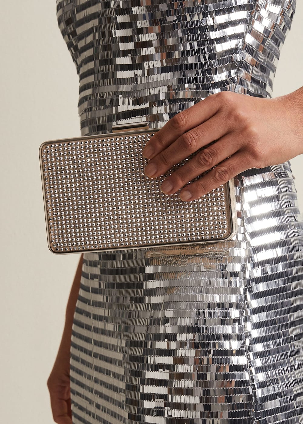 Sparkly silver clutch store
