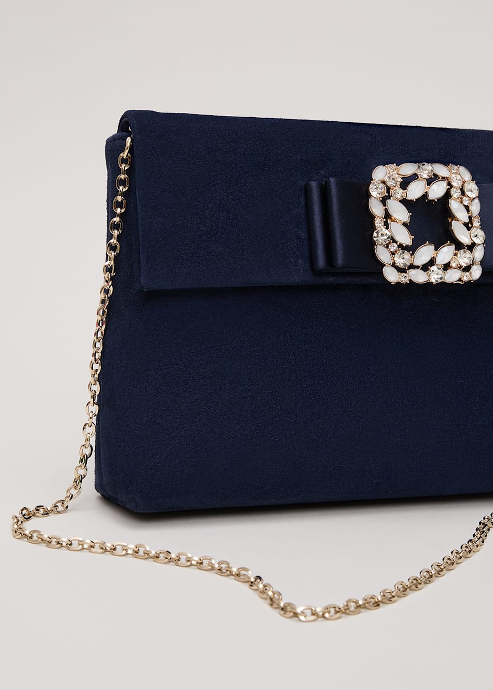 Suede Embellished Trim Clutch Bag Phase Eight UK