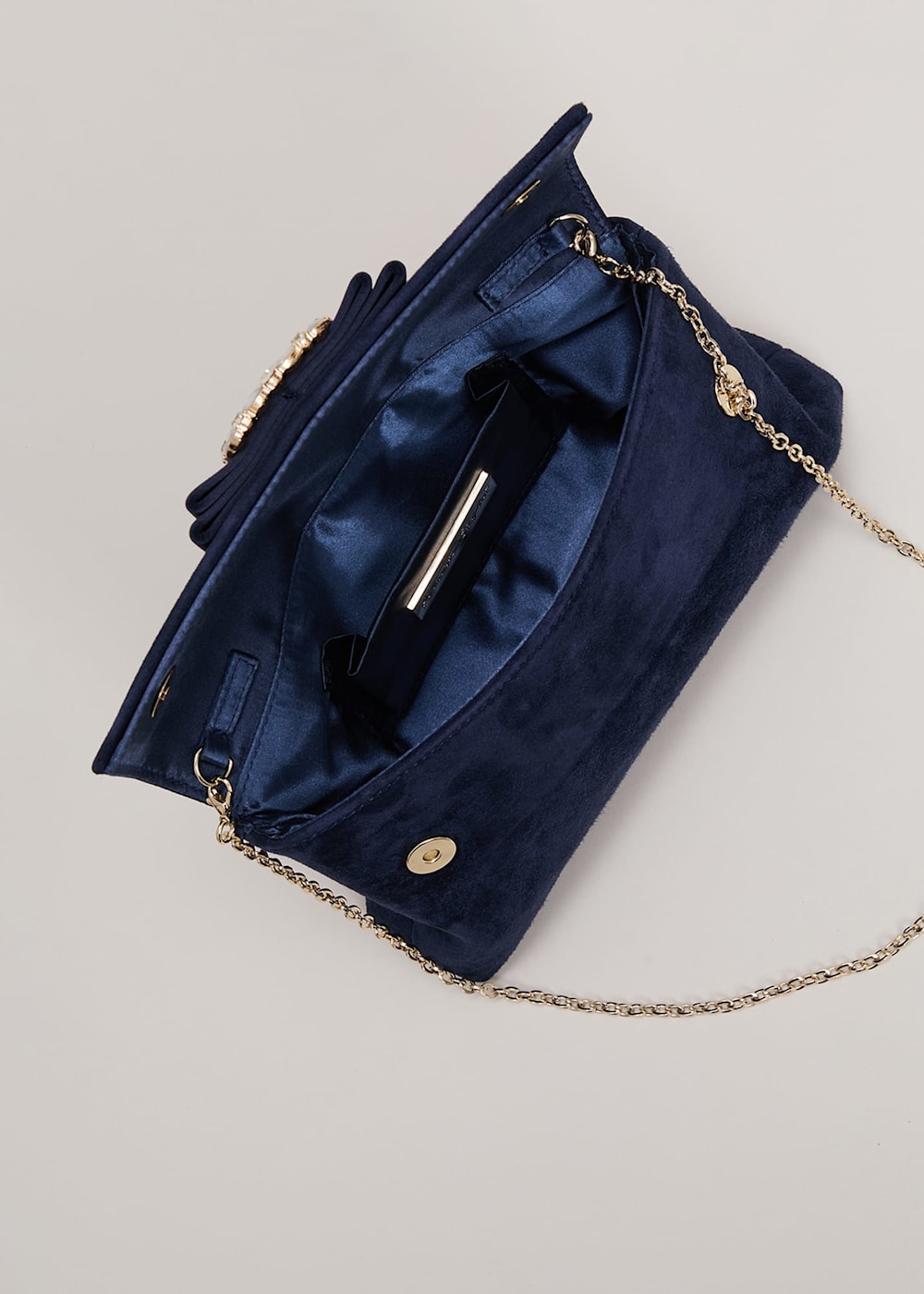 Suede Embellished Trim Clutch Bag Phase Eight UK
