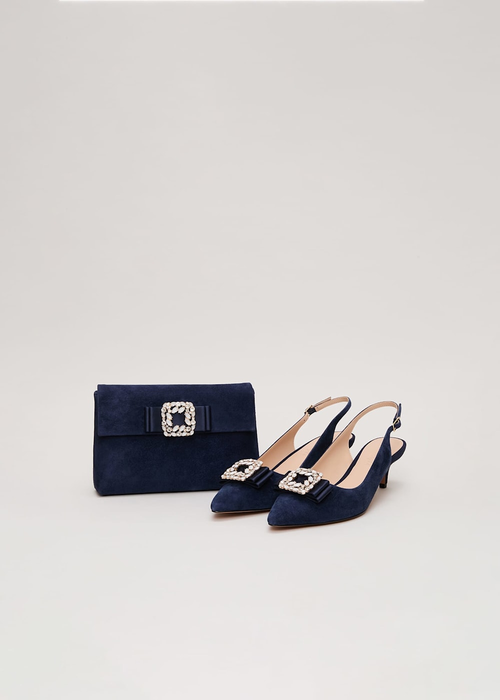 Suede Embellished Trim Clutch Bag Phase Eight ROW