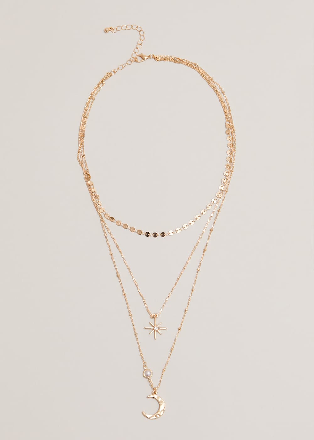Sun moon and stars layered necklace sale