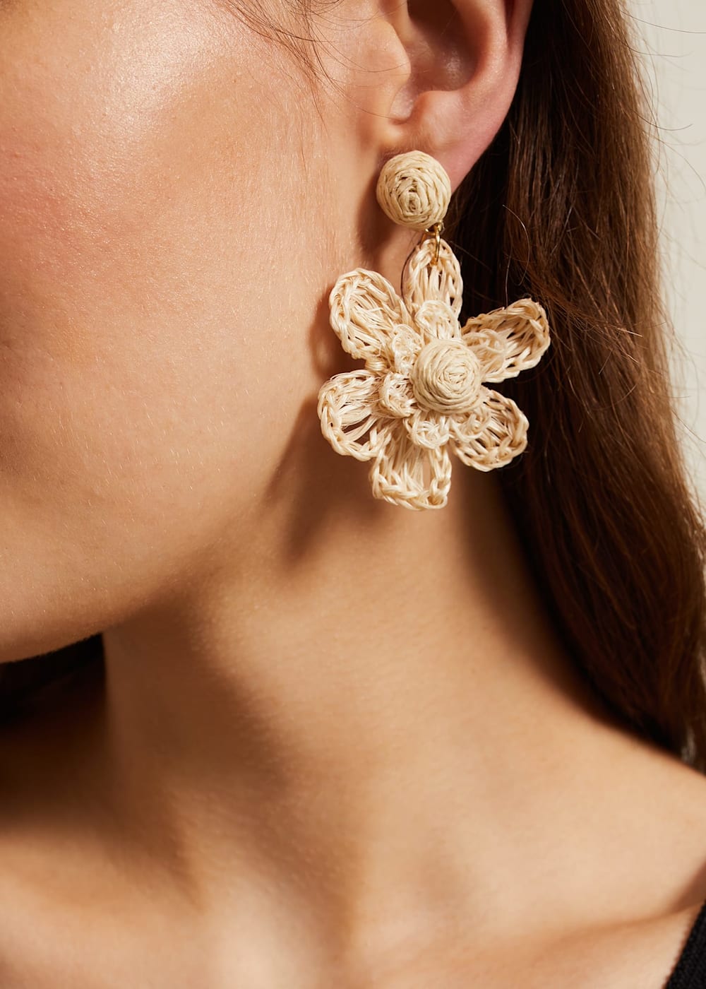 Raffia Oversized Flower Earrings Phase Eight UK
