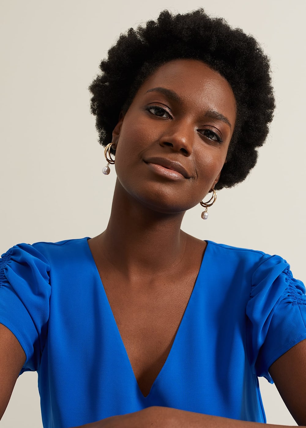 Triple hoop drop earrings sale