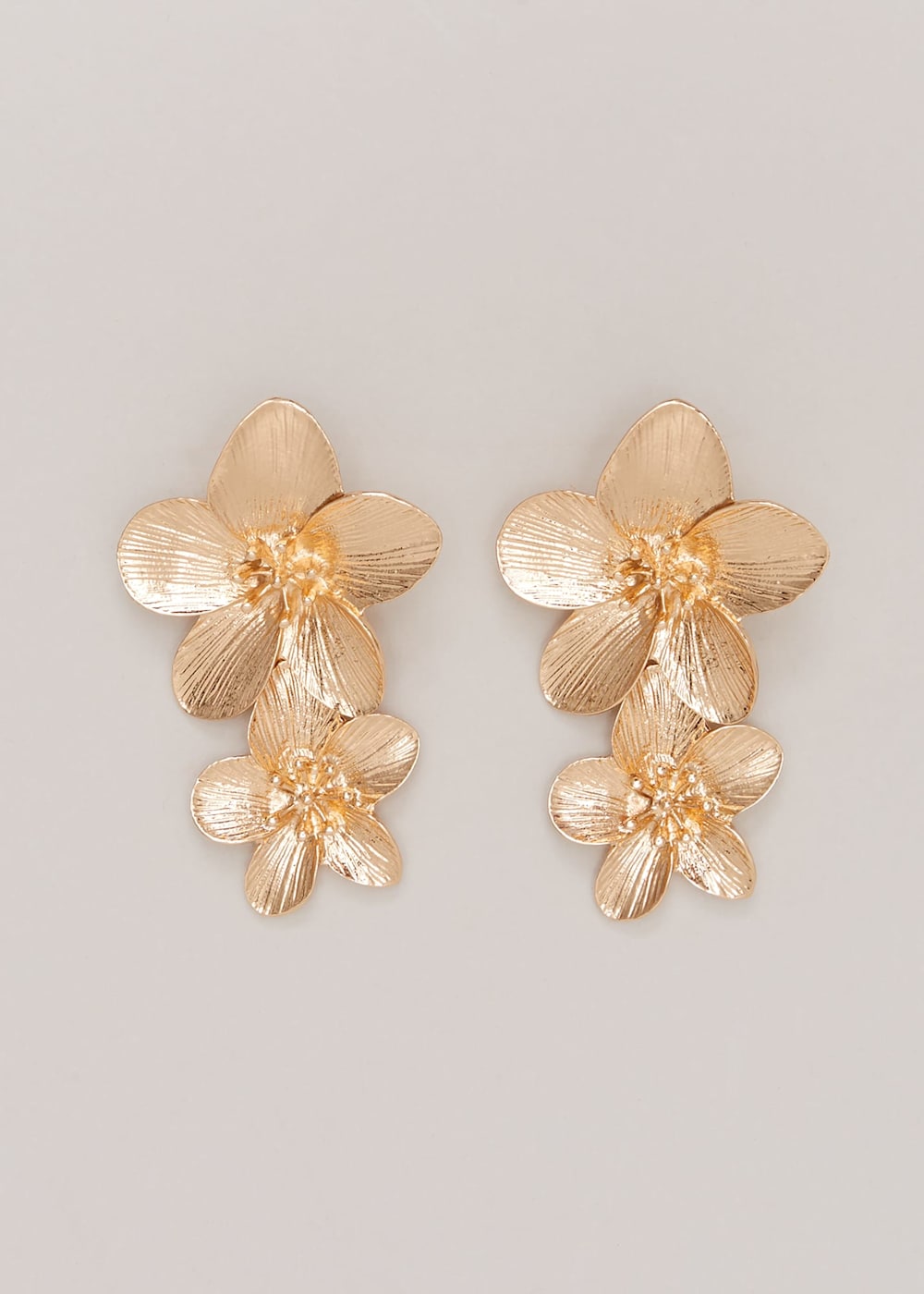 Gold Large Flower Drop Earrings Phase Eight UK